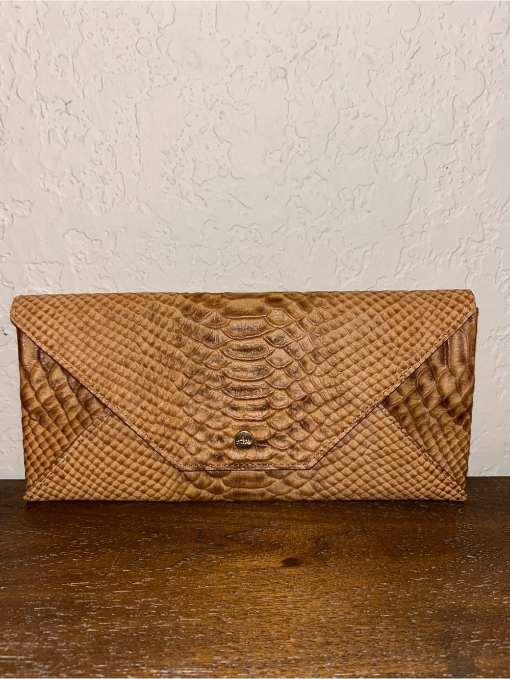 Vintage Abas Snakeskin Print Leather Envelope Purse Wallet Clutch